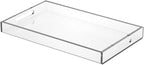 NIUBEE Acrylic Serving Tray 12x20 Inches -Spill Proof- Clear Decorative Tray Organiser for Ottoman Coffee Table Countertop with Handles