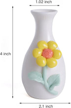 Handmade Ceramic Small vase Creative mini vase Home Decoration Ornament with 3D Floral Design (3D Flowers-4PCS)