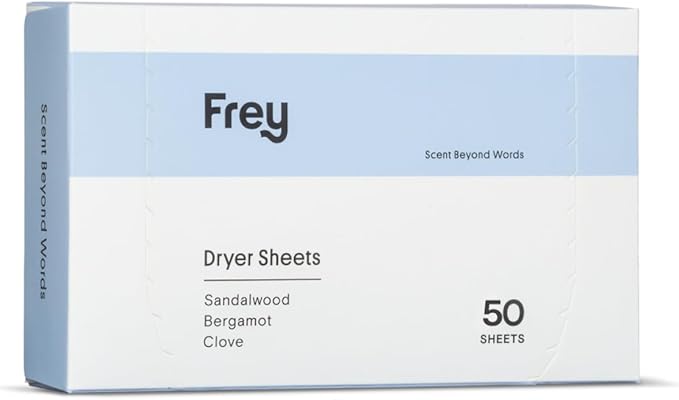 FREY Naturally Scented Dryer Sheets - Fabric Softener for Soft, Fresh & Clean Clothes (1-pack, Bergamot Beach)