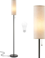 Ambimall 64'' Floor Lamp for Living Room with Bulb - Tall Lamps with Beige Lampshade & Pull Chain Switch, Pole Lamps for Bedrooms Tall, Minimalist Floor Lamp