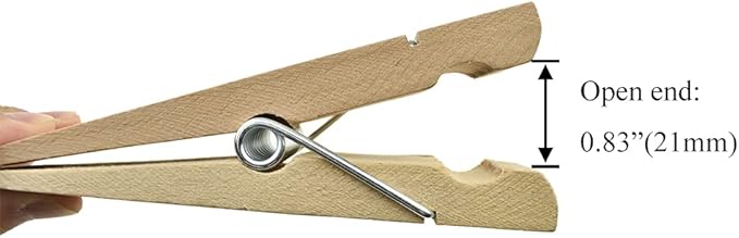 HAHIYO Wooden Clothes Pins Clothespins Extra Large Do NOT Fall Apart 6 inches Length 3 Pack Sturdy Strong Springs No Rust No Discoloration for Laundry Bathroom DIY Craft Photos Food Opened Bags