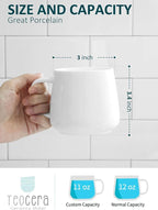 Teocera Coffee Mugs Set of 4-12oz Chip-Resistant Ceramic Cups with Ergonomic Handle | Dishwasher & Microwave Safe White Mugs | Keeps Beverage Hot, Perfect for Family Kitchen & Holiday Gifts