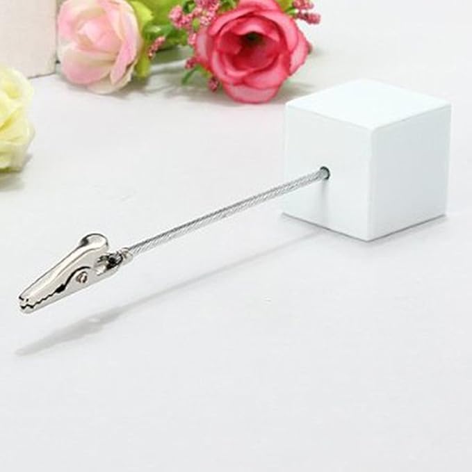 10pcs Table Number Holder Name Place Card Holder Memo Clip Holder Stand Note Holder Pictures Card Paper Menu Clip (Pure White)