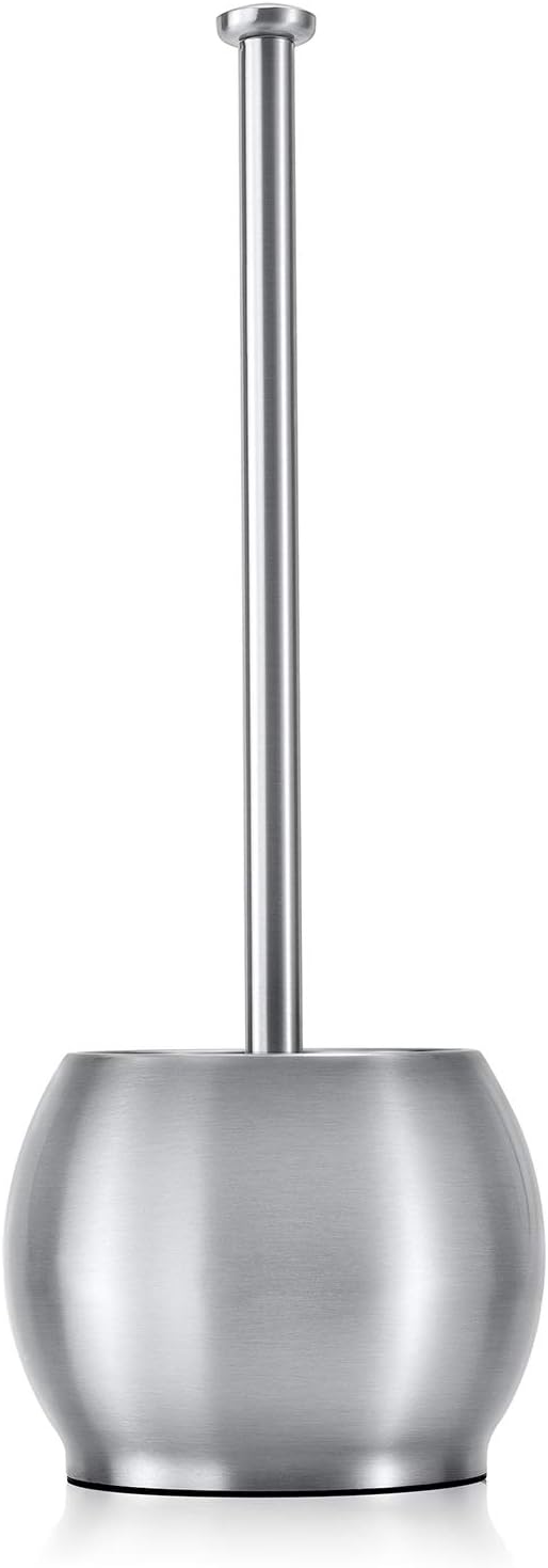 ToiletTree Products Stainless Steel Plunger - Heavy Duty Toilet Bowl Plunger with Holder for Bathroom Essentials and House Cleaning Tools - Stainless Steel, 6.5” x 6.5” x 18.5”