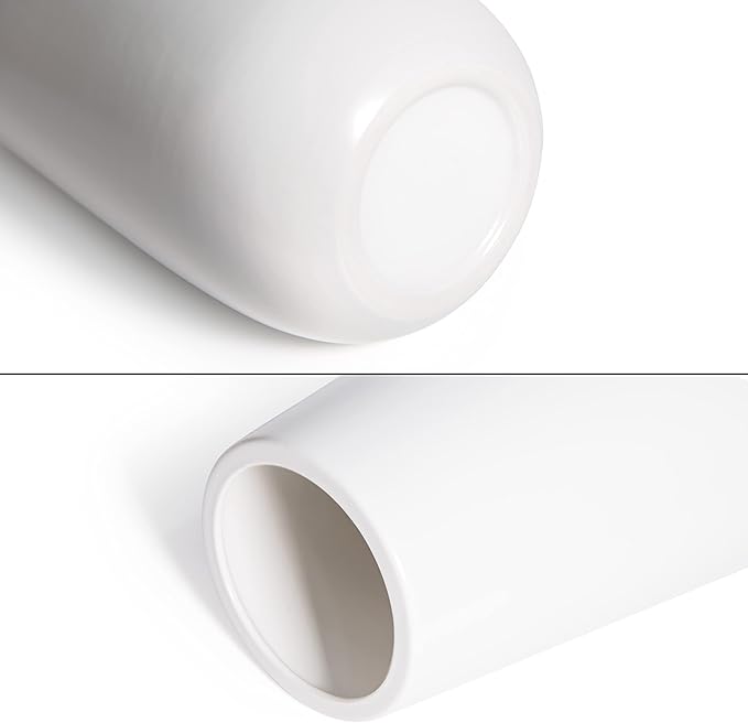 D'vine Dev 8 Inch White Elegant Oval Ceramic Vase for Flowers, Home Décor Vase with Design Box, VS-LD-A-4