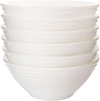 C CREST 30oz White Glass Bowl Set of 6, Perfect for Soup, Cereal, Ramen, Oatmeal, Fruit, Salad, Rice Bowls, Great for Breakfast, Lunch & Dinner