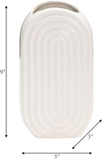 Sagebrook Home Modern Boho Ceramic Stoneware Vase - Textured Decorative Flower Vase for Home, Office, Bedroom, or Living Room - 9" White