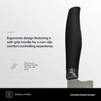 DURA LIVING Steak Knives, Steak Knives Set of 4, Nonstick Titanium High Carbon Stainless Steel Serrated Steak Knife, Soft Grip Handle, With Sheaths, Black Knife Set