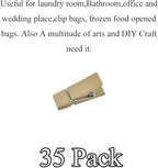 HAHIYO Wooden Clothes Pins Clothespins Small Do NOT Fall Apart 1.38x0.47 inches Length 35 Pack Sturdy Strong Springs No Rust No Discoloration for Laundry Bathroom DIY Craft Photos Food Opened Bags