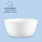 Corelle Vitrelle 28-oz Soup/Cereal Bowls Set of 6 Chip & Crack Resistant Dinnerware Bowls for Soup, Ramen, Cereal and More, Triple Layer Glass, Winter Frost White