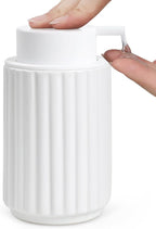 Foaming Soap Dispenser, White Ceramic Refillable Foam Hand Soap Pump for Bathroom Kitchen, 10.5OZ Lotion Dispenser, Foaming Dish Soap Dispenser, Modern Stripe Design, ANTIS'S HOME