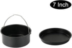 2pcs/set Universal Air Fryer Accessory Set, Include Steel Air Fryer Pizza Pan and Baking Cake Barrel, Nonstick Coating, Air Fryer Baking Pan For Gourmia