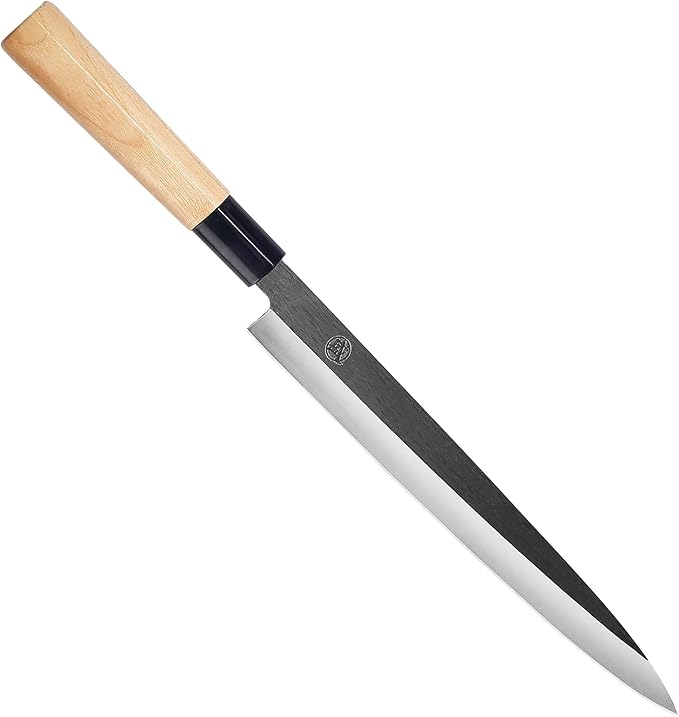 MITSUMOTO SAKARI 10 Inch Sashimi Knife, Single-Bevel Japanese Knife with Tungsten Alloy Steel, for Professional Sushi Cutting & Fish Filleting