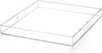 Clear extra large Ottoman Tray with Handles 18"x18"x2" Spill proof Acrylic Serving Tray Organizer Tray Decorative safe edge tray For Living Room Entryway Bedroom Kitchen Coffee Table coutertop