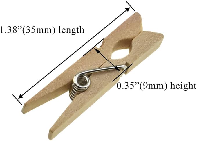 HAHIYO Wooden Clothes Pins Clothespins Small Do NOT Fall Apart 1.38 inches Length 60 Pack Sturdy Strong Springs No Rust No Discoloration for Laundry Bathroom DIY Craft Photos Food Opened Bags