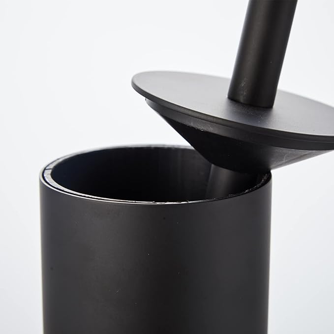 Freestanding Luxury Toilet Brush 304 Stainless Steel Toilet Brush and Holder 19-Inches Tall Round Rust Resistant Anti-Odor and Easy to Clean with Matte Black Finished