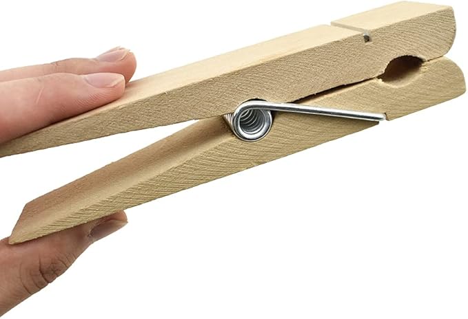 HAHIYO Wooden Clothes Pins Clothespins Extra Large Do NOT Fall Apart 6 inches Length 3 Pack Sturdy Strong Springs No Rust No Discoloration for Laundry Bathroom DIY Craft Photos Food Opened Bags