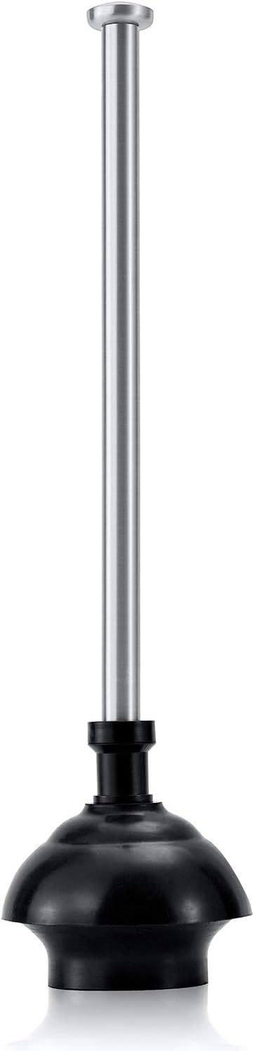 ToiletTree Products Stainless Steel Plunger - Heavy Duty Toilet Bowl Plunger with Holder for Bathroom Essentials and House Cleaning Tools - Stainless Steel, 6.5” x 6.5” x 18.5”