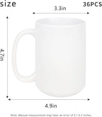 Sublimation Mugs Blank 15 oz White Ceramic Coffee Mugs Bulk for 24 pcs White Blank Coated Cup for Coffee,Latte, Soup, Milk, Hot Cocoa DIY Mug