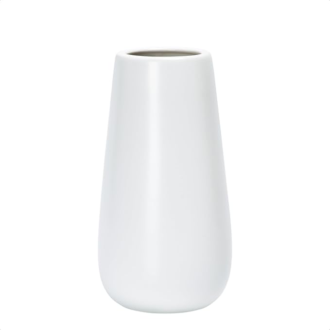 D'vine Dev 8 Inch White Elegant Oval Ceramic Vase for Flowers, Home Décor Vase with Design Box, VS-LD-A-4