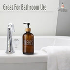 Dish Amber Glass Soap Dispenser with Plastic Pump, 16 Oz Brown Dish Soap Dispenser Set Refillable Reusable Apothecary Soap Pump Dispenser Bottles for Bathroom and Kitchen