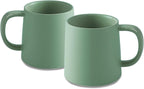 T-WARE 16 Oz Coffee Mugs, Matte Sage Green Mug Set of 2, Ceramic Mugs Coffee, Solid Color Coffee Cups Ceramic