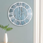 1st owned Wall Clocks for Living Room Decor,16" Vintage,Round Silent Non Ticking,Black Metal,Modern Wood Clocks for Home Bedroom,Kitchen,Garden,Office,Cafe,Modern Wall Decoration -Roman Numerals