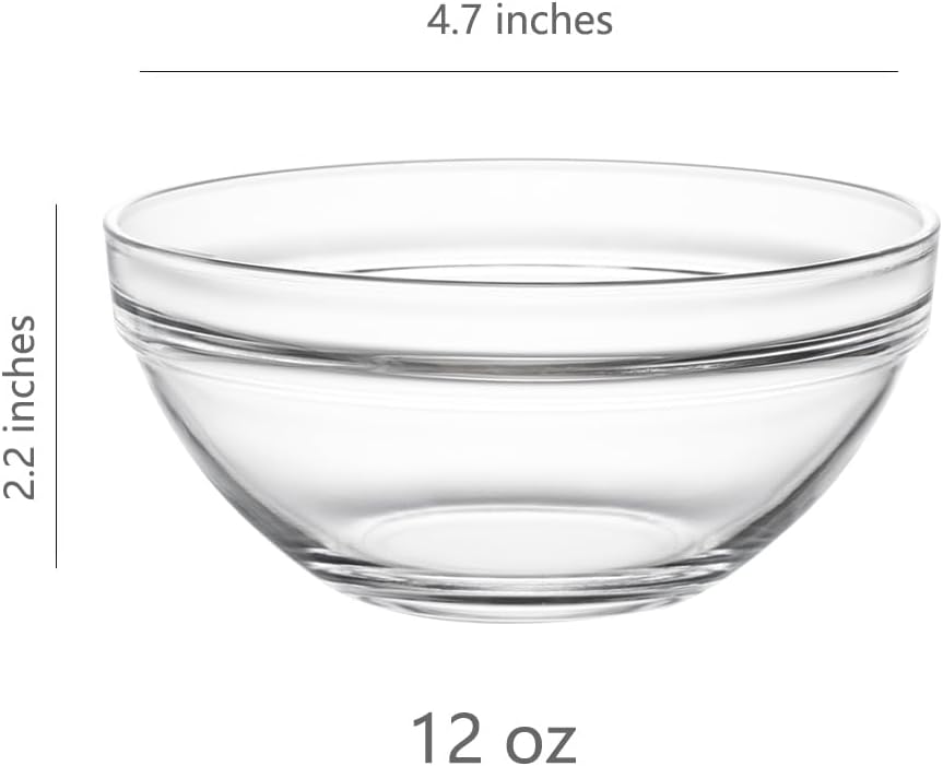 Sweejar 4.5 inch Small Glass Bowls Set, 12 oz Prep Bowls for Cooking, Small Bowls for Kitchen, Dessert Bowls for Ice Cream, 9 pack