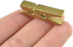 HAHIYO Gold Wooden Clothes Pins Clothespins Small Do NOT Fall Apart 1.38 inches Length 50 Pack Sturdy Strong Springs No Rust No Discoloration for Laundry Bathroom DIY Craft Photos Food Opened Bags