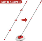 2 Spin Mop Head Replacement, 1 Base, 1 Mop Handle (30-58in) Combo Mops Set Compatible with OCedar EasyWring RinseClean Microfiber Mops (White (1-Tank System))