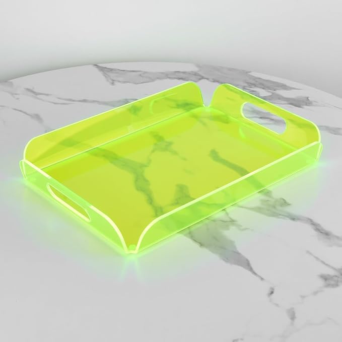 Neon Green Acrylic Tray 15x10.2 Inches - Eye-Catching Serving and Display Tray for Parties, Events, and Home Décor - Durable and Bright Organizer
