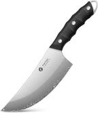 FINTISO Butcher Knife, 6.9 Inch Sharp Meat Cleaver Knife with 5-Layer High Carbon Stainless Steel, Chopping Knives with Ergonomic Full Tang G10 Handle for Home Kitchen Bone Cutting