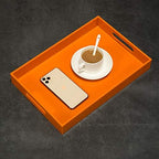 Orange Sturdy Acrylic Serving Tray with Handles-10x15Inch-Serving Coffee,Food,Breakfast,Butler-Kitchen Countertop Tray-Makeup Drawer Organizer-Vanity Table,Ottoman Tray-Decorative Tray