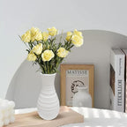 Small White Plastic Flower Vase - Dired/Fake Flower Decorative Modern Floral Vase, Ceramic Look Unbreakable Plastic Vase Minimalism Style for Table Shelf Home Decor Flower Vase Centerpieces