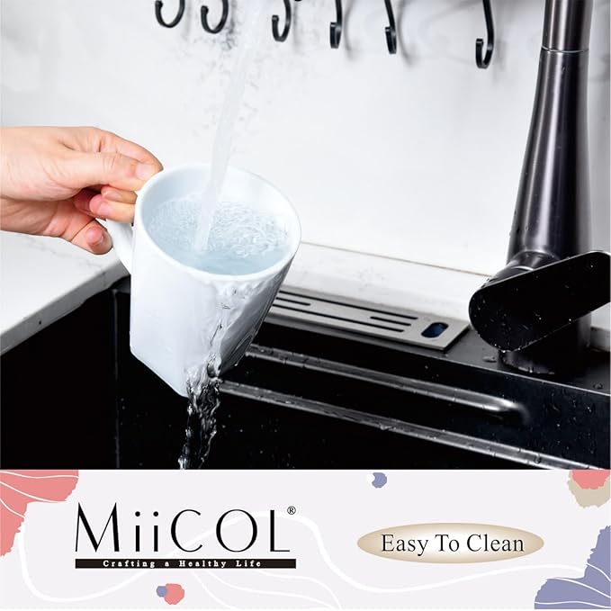 Miicol Porcelain Coffee Mugs Set of 6, Large Coffee Cups 14 oz, White Tea Cups, Ceramic Mugs for Latte, Cappuccino, Milk, Cocoa, Square Bottom, Microwave & Dishwasher Safe