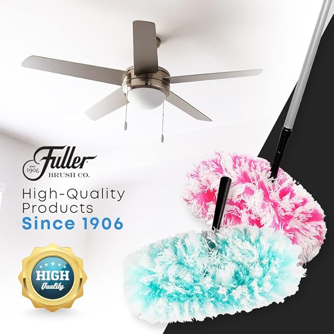 Fuller Brush Fuzzy Fan Duster – Dust & Clean Ceiling Fans, Walls, Woodwork – Polystatic & Microfiber Grabs & Holds Dust, Lint, Cobwebs & Dirt - Fan Duster Head Only (Pink)