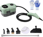 Touchscreen Steam Cleaner 1100ML 2500W High Temperature Pressure Handheld Steam Cleaning Machine with Brush Heads and Gloves 7 in 1 for Car Floor Kitchen Bathroom Window Furniture (Green)