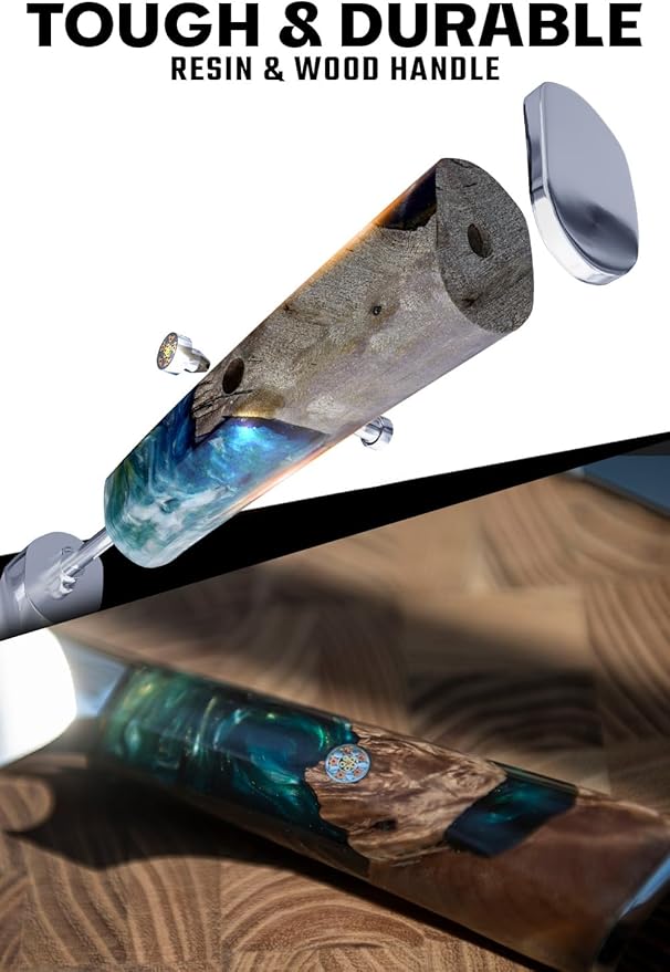 Dalstrong BBQ Piranha Knife - 6 inch - Valhalla Series - 9CR18MOV HC Steel - Celestial Resin & Wood Handle Gift Knife - Built-in Bottle Opener - Meat Cutting, Carving, Bone, Trimming - Leather Sheath