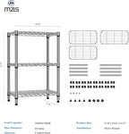 750 lbs 3 Tier Shelf Metal Storage Shelves Wire Rack Closet Organizers for Garage Kitchen Bathroom Laundry Chrome 11.8" D x 25.6" W x 31.5" H