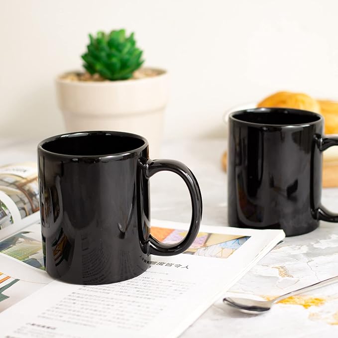 12oz coffee mug set of 6 Coffee Mugs for Coffee, Tea, Cocoa, Milk（black）