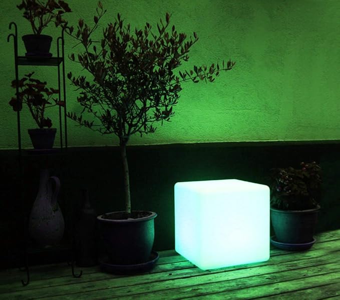 Mr.Go 12-inch Rechargeable Magic LED Light Cube Stool with Remote Control Fun Mood Lamp Soothing Night Light Decorative Lighting for Home Kids Bedside Bedroom Nightstand Nursery Pool Party