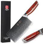 YARENH Chinese Cleaver Knife 7 Inch - Damascus Chef Knife for Kitchen, 67 Layers High Carbon Stainless Steel, African Sandalwood Handle, Sharp, Durable, Rust Resistant, Gift Box