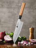 XINZUO 7.3 Inch Santoku Knife, Hand Forged 67 Layers Damascus Super Steel Chef Knife, Japanese Chopping Knife Ultra Sharp, Professional Kitchen Knife with Olive Wood Octagonal Handle