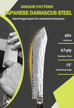 YOUSUNLONG Breaking Knife Max Bull Nose Butcher's knife 12" Japanese 67 Layers Hammered Damascus Steel with Natural Leadwood Handle
