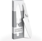 Misen 7.5" Santoku Knife - High Carbon Stainless Steel - Classic Japanese Chef Knife Design for Cutting, Slicing, and Chopping - Razor Sharp Japanese Style Kitchen Knife - White