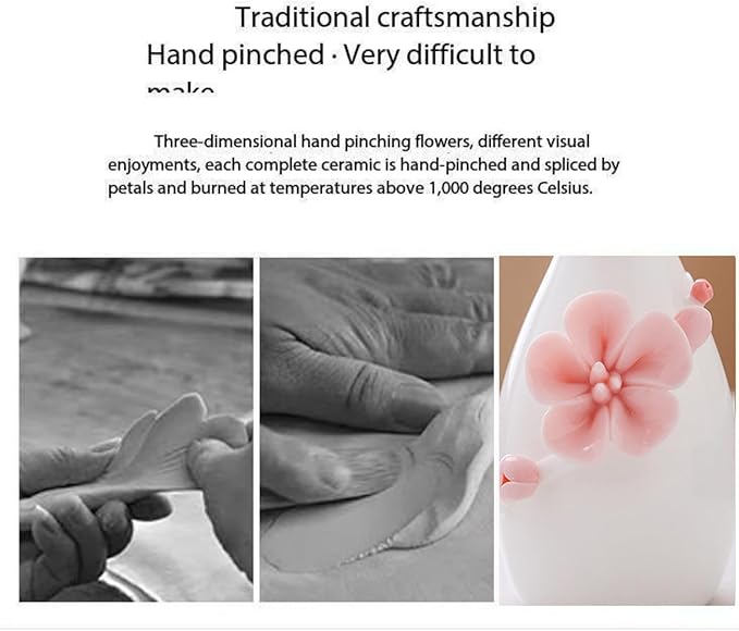 Handmade Ceramic Small vase Creative mini vase Home Decoration Ornament with 3D Floral Design (3D Flowers-Plum blossom1PCS)