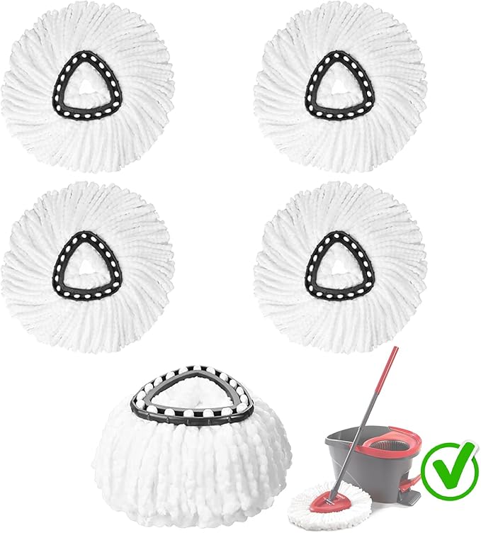 5-Pack Spin Mop Replacement Heads for O Cedar, 100% Microfiber Mop Head Replacement Fits Triangle Mop Replace, Easywring 1-Tank System, 360 Degree Spin Refill for Easy House Cleaning Floor Mopping