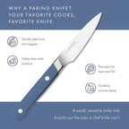 Misen Paring Knife – Precision Kitchen Knife with High-Carbon Stainless Steel Blade – Ergonomic Handle for Peeling, Trimming, and Slicing – Lightweight, Versatile Tool for All Culinary Tasks - Blue