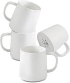 T-WARE 16 Oz Coffee Mugs, Matte White Speckled Mug Set of 4, Ceramic Mugs Coffee, Solid Color Coffee Cups Ceramic