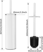 Toilet Brush and Holder Set, Stainless Steel Toilet Bowl Brush with Lid, Rust Proof Toilet Cleaner Brush with Caddy, Durable Bristles, Splash Proof, Ideal for Bathroom（1 Pack, White）